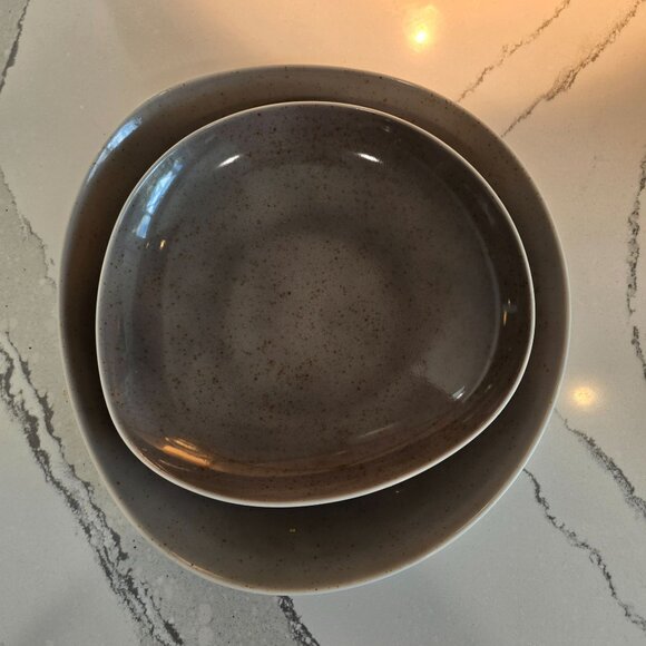 Schonwald Germany Speckled Gray Organic Shape Ceramic Dinnerware Artisanal Finis - Picture 3 of 10